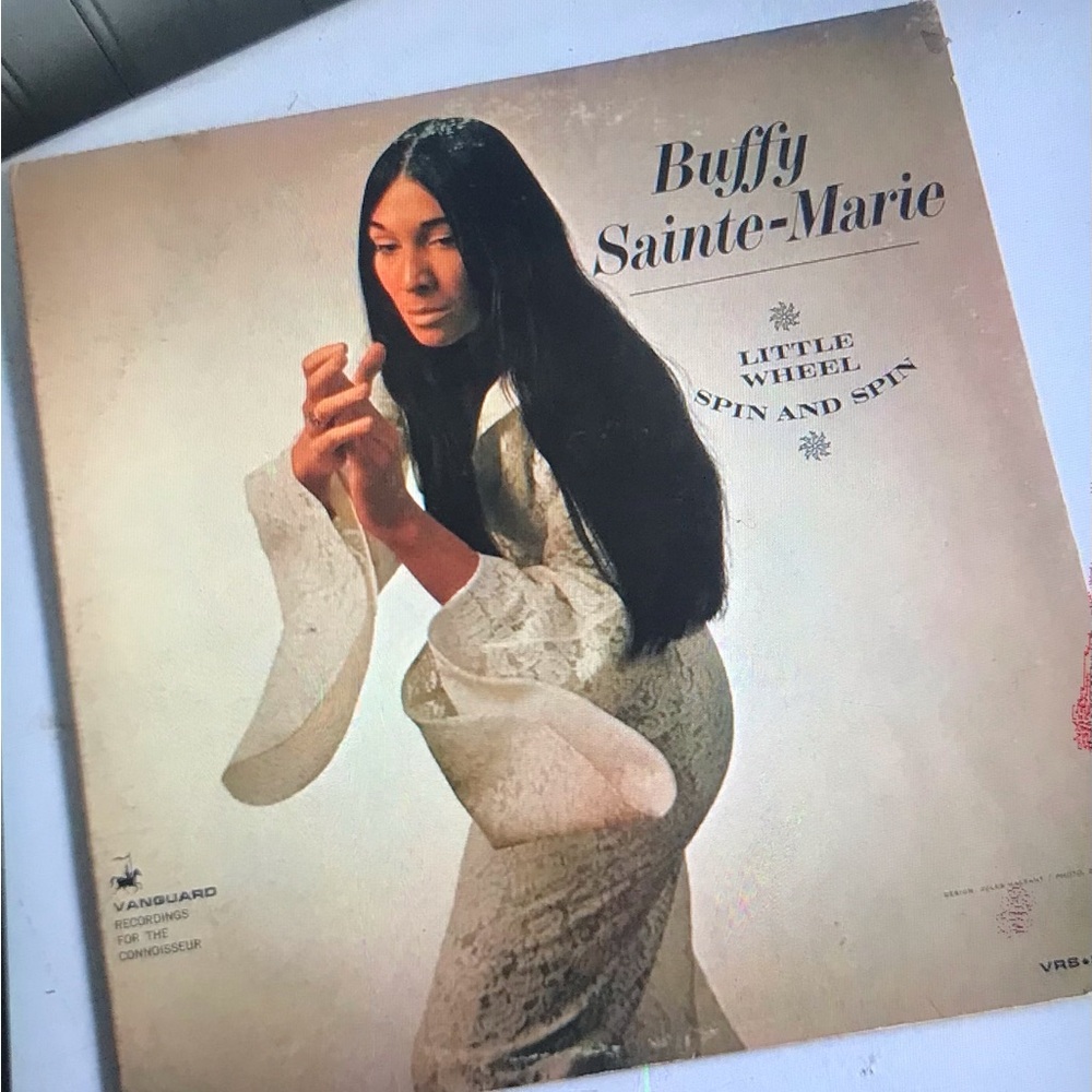 Buffy Sainte-Marie 'Little Wheel / Spin and Spin' Album Cover - Cream & Black